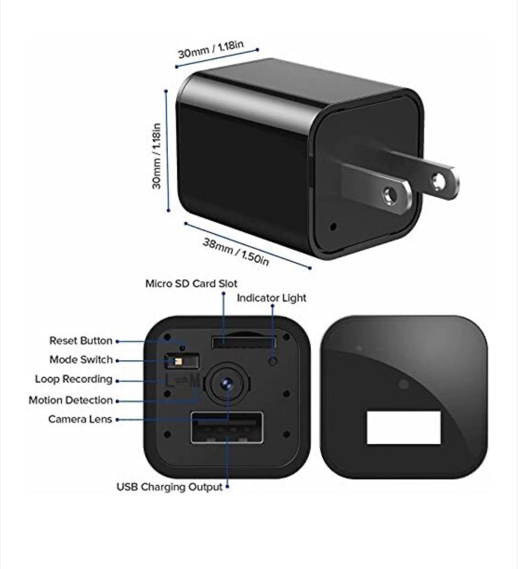 HD 1080P Hidden Camera USB Charger Home Security