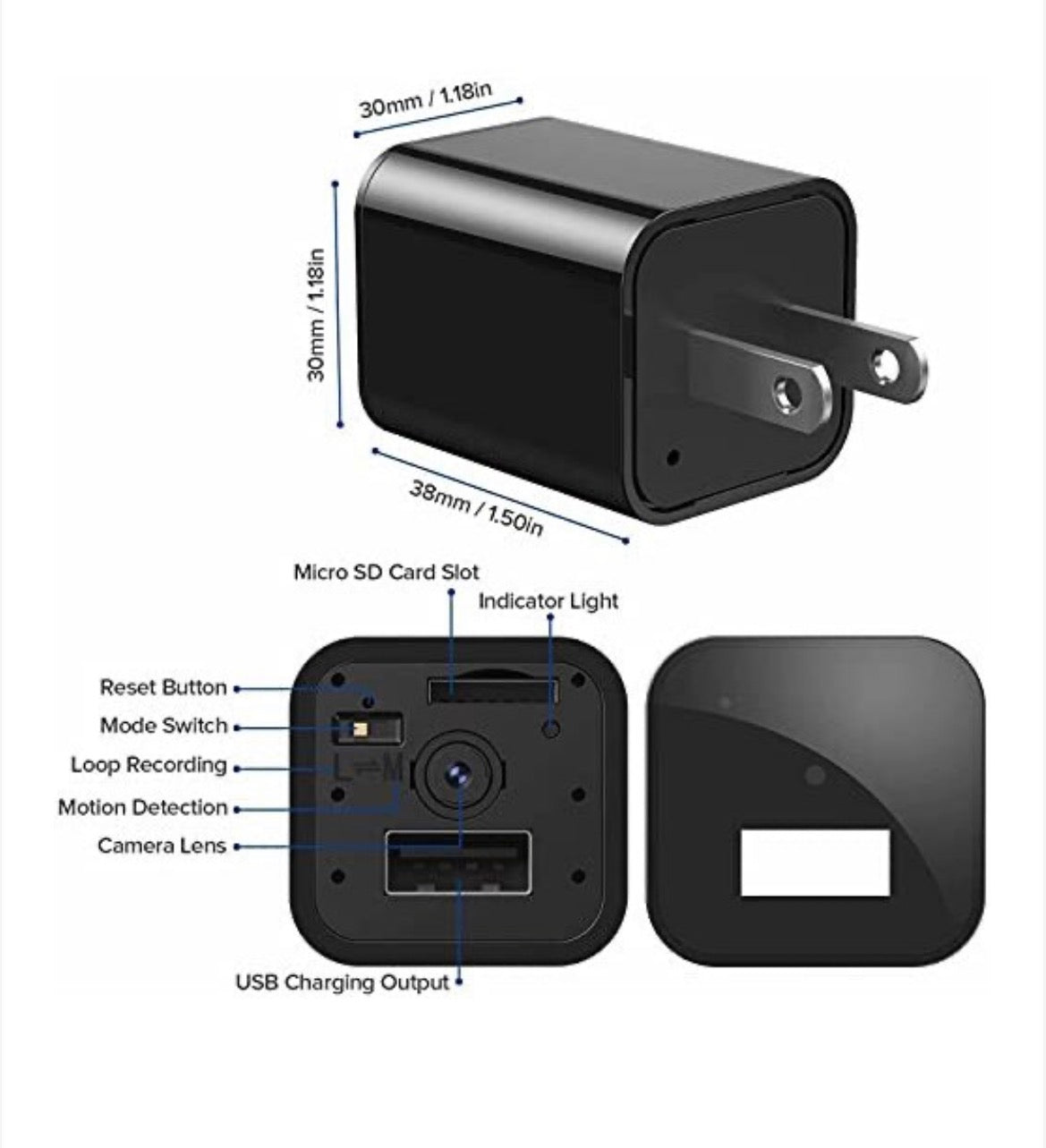 HD 1080P Hidden Camera USB Charger Home Security